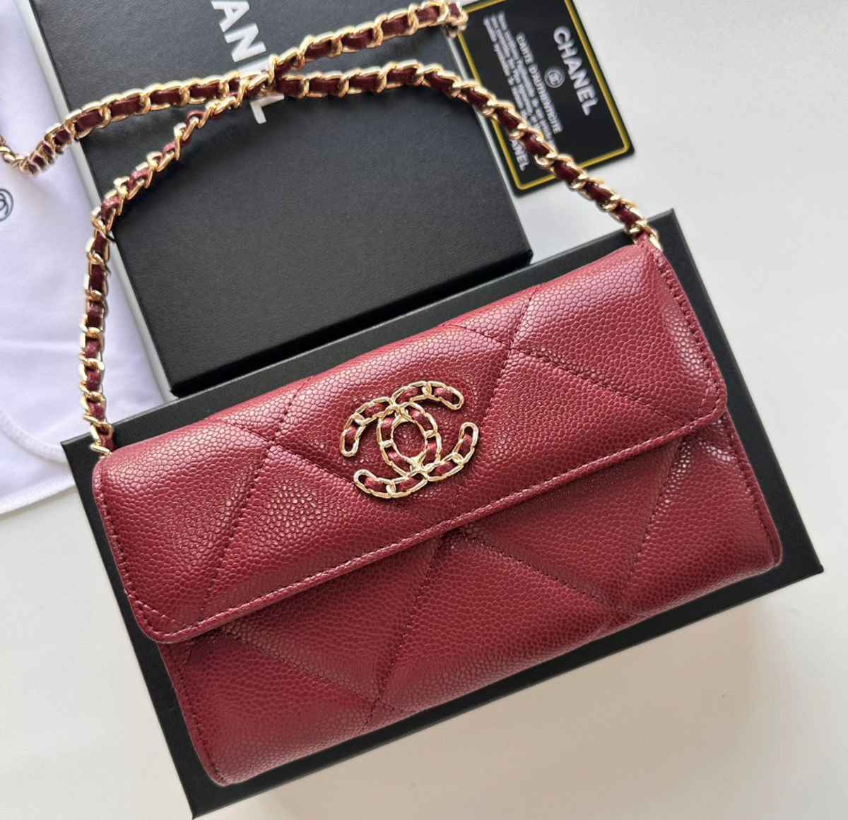 Chanel Quilted Flap Chain Shoulder Bag – Burgundy, original supplier catalogue view