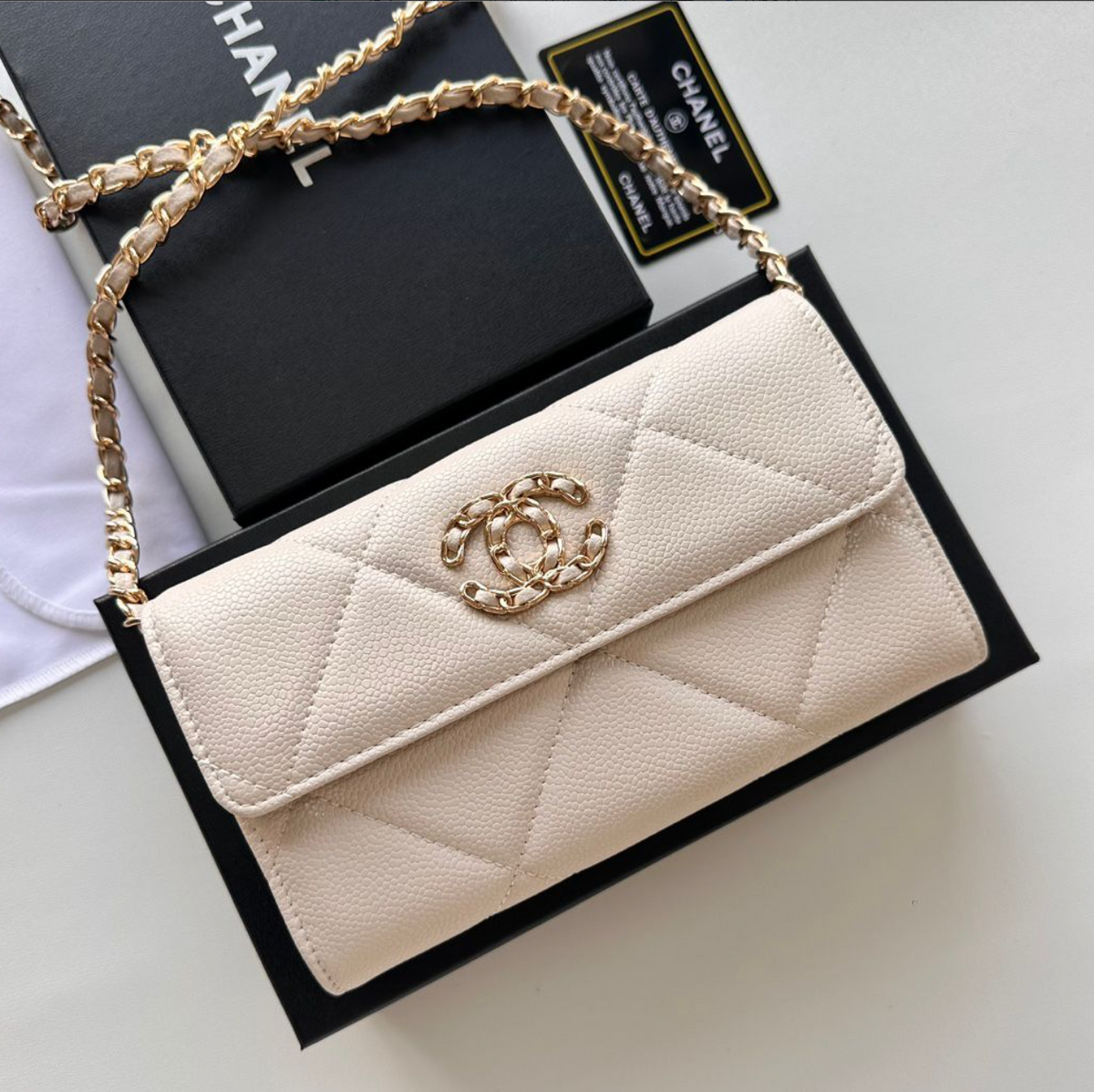 Chanel Quilted Flap Chain Shoulder Bag – Ivory, original supplier catalogue view