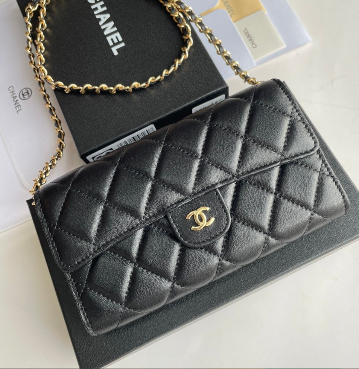 Chanel Diamond Quilted Mini Chain Shoulder Bag – Black, original supplier catalogue view