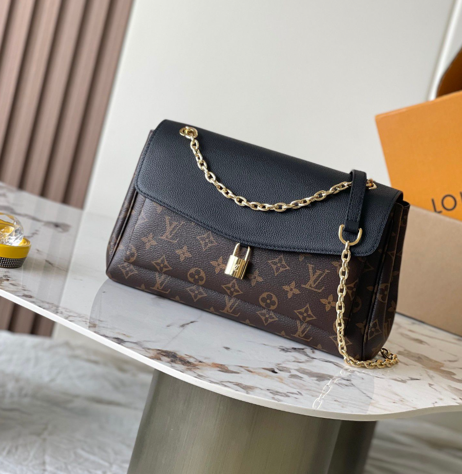 Louis Vuitton Monogram Flap Chain Shoulder Bag – Brown / black flap, original supplier catalogue view
