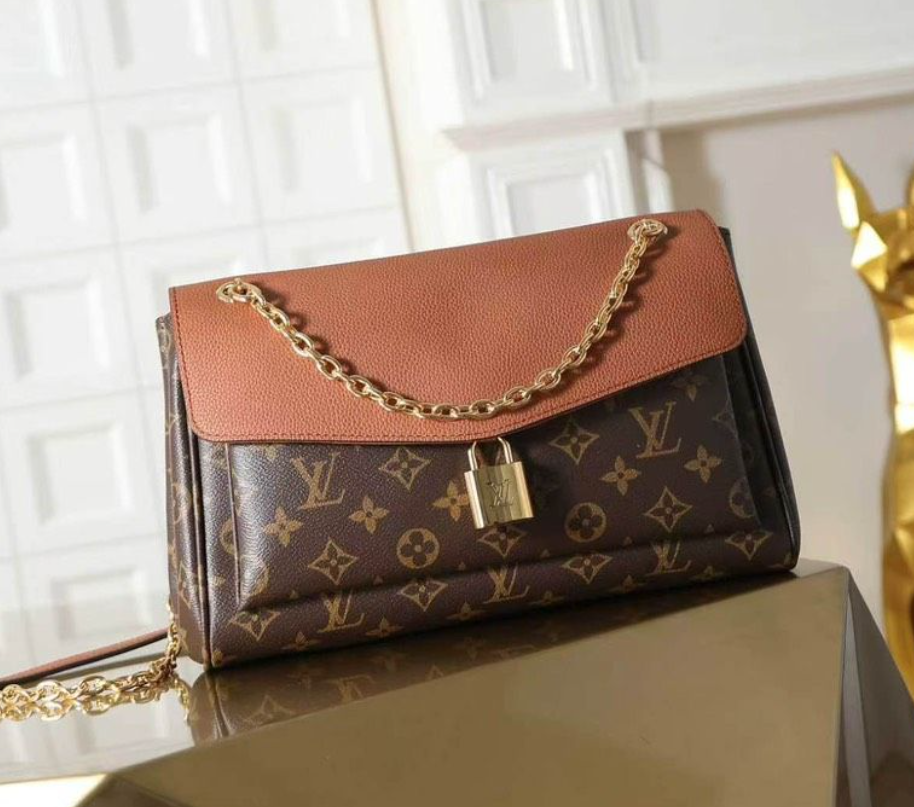 Louis Vuitton Monogram Flap Chain Shoulder Bag – Brown / cognac flap, original supplier catalogue view