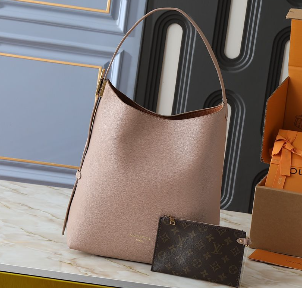 Louis Vuitton Minimalist Shoulder Tote Bag – Rose Taupe, original supplier catalogue view
