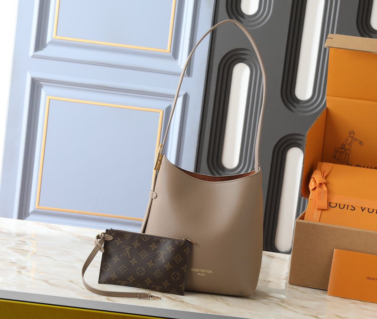 Louis Vuitton Minimalist Shoulder Tote Bag – Taupe, original supplier catalogue view