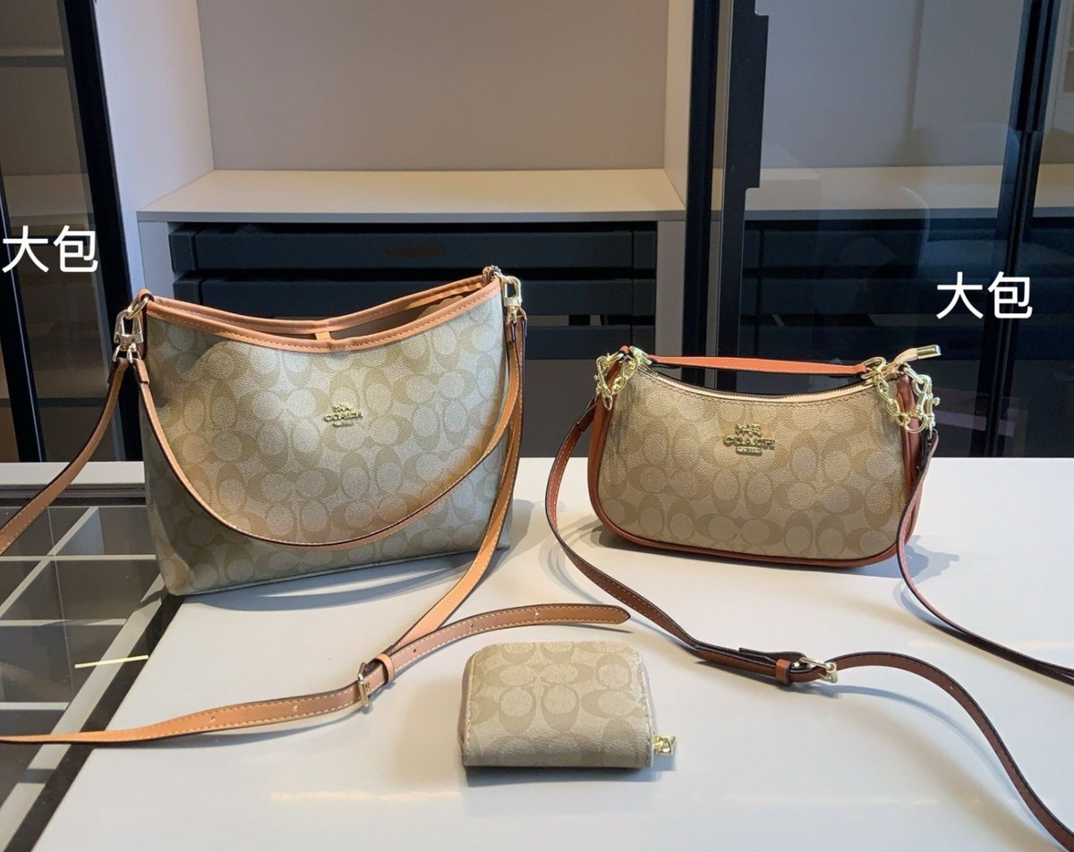 Coach Signature Shoulder Bag – Khaki / Cognac Brown, original supplier catalogue view