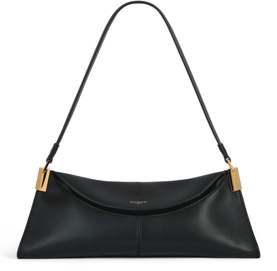 Balmain 64-83 Mini leather shoulder bag in A Noir — view 1