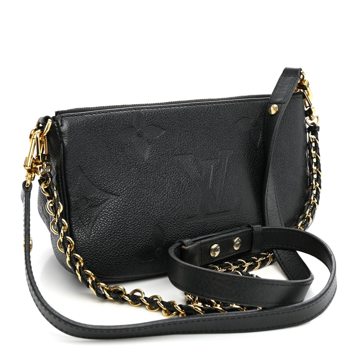 Multi Pochette Accessoires in Black, rear three-quarter with strap reference view