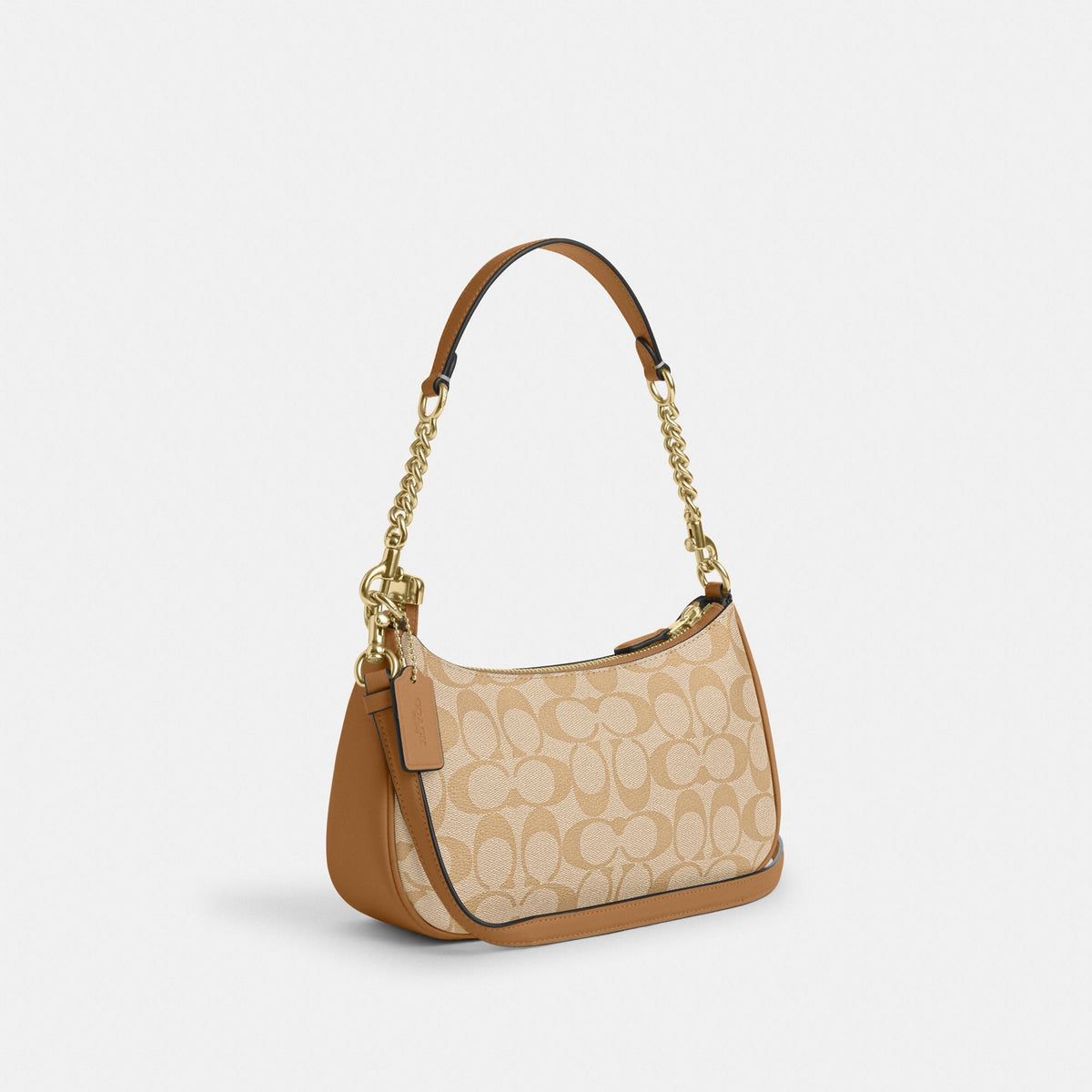 Teri Shoulder Bag in Light Khaki/Light Saddle, three-quarter rear/side, full product reference view