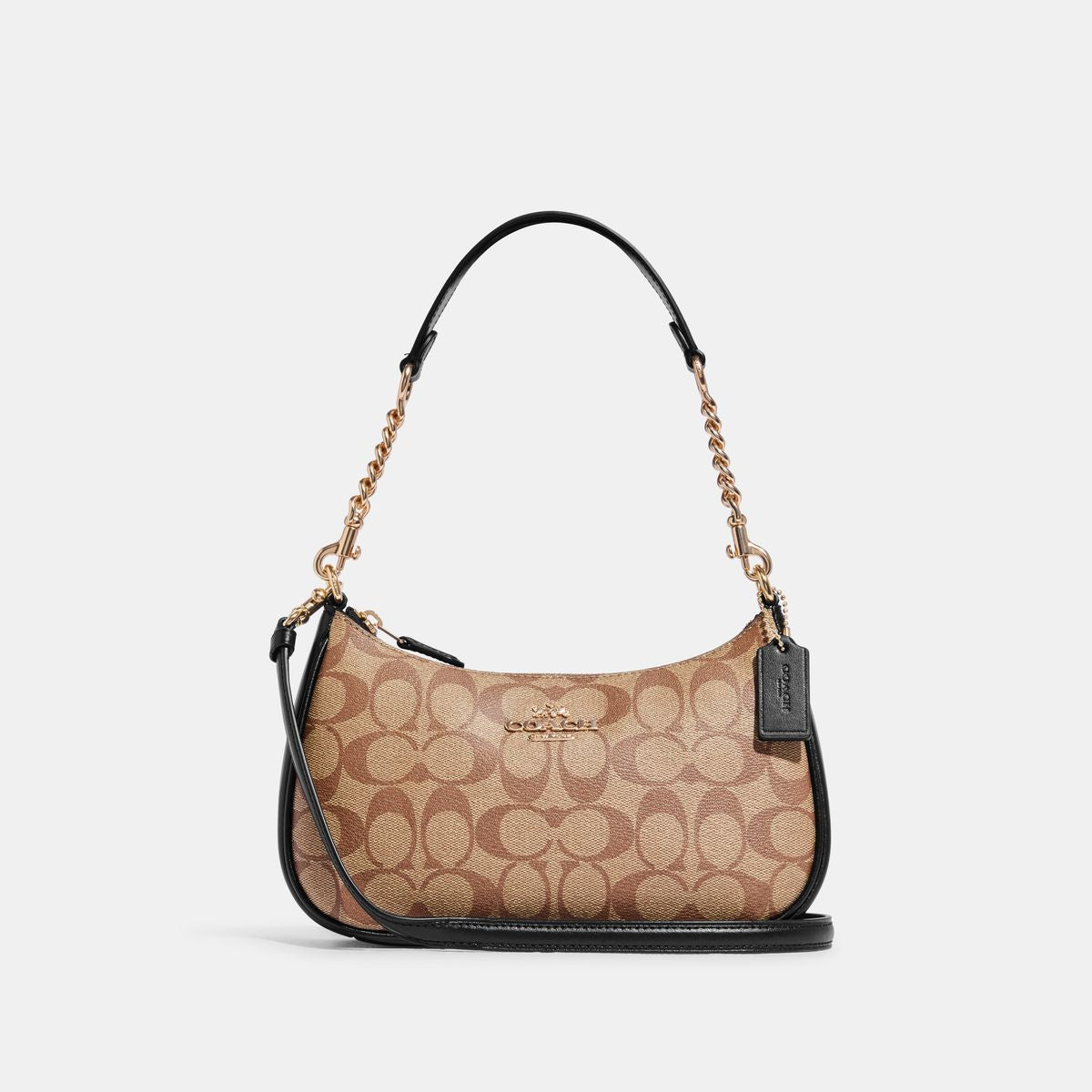 Teri Shoulder Bag in Khaki/Black, front, full product reference view