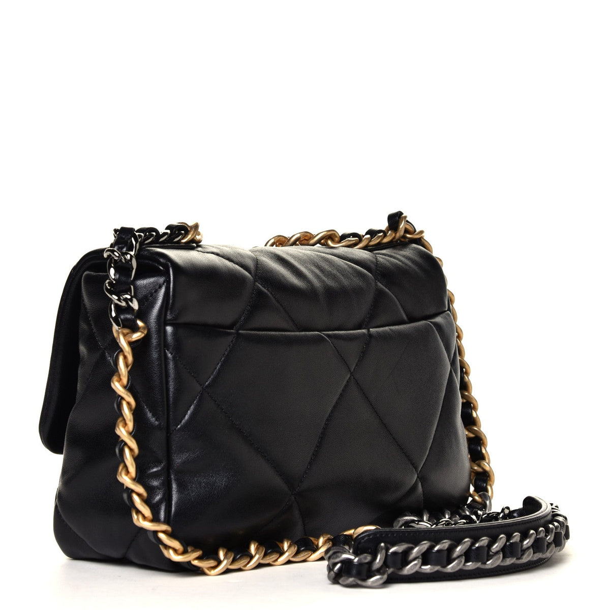 19 Small Handbag in Black, three-quarter rear, full product reference view