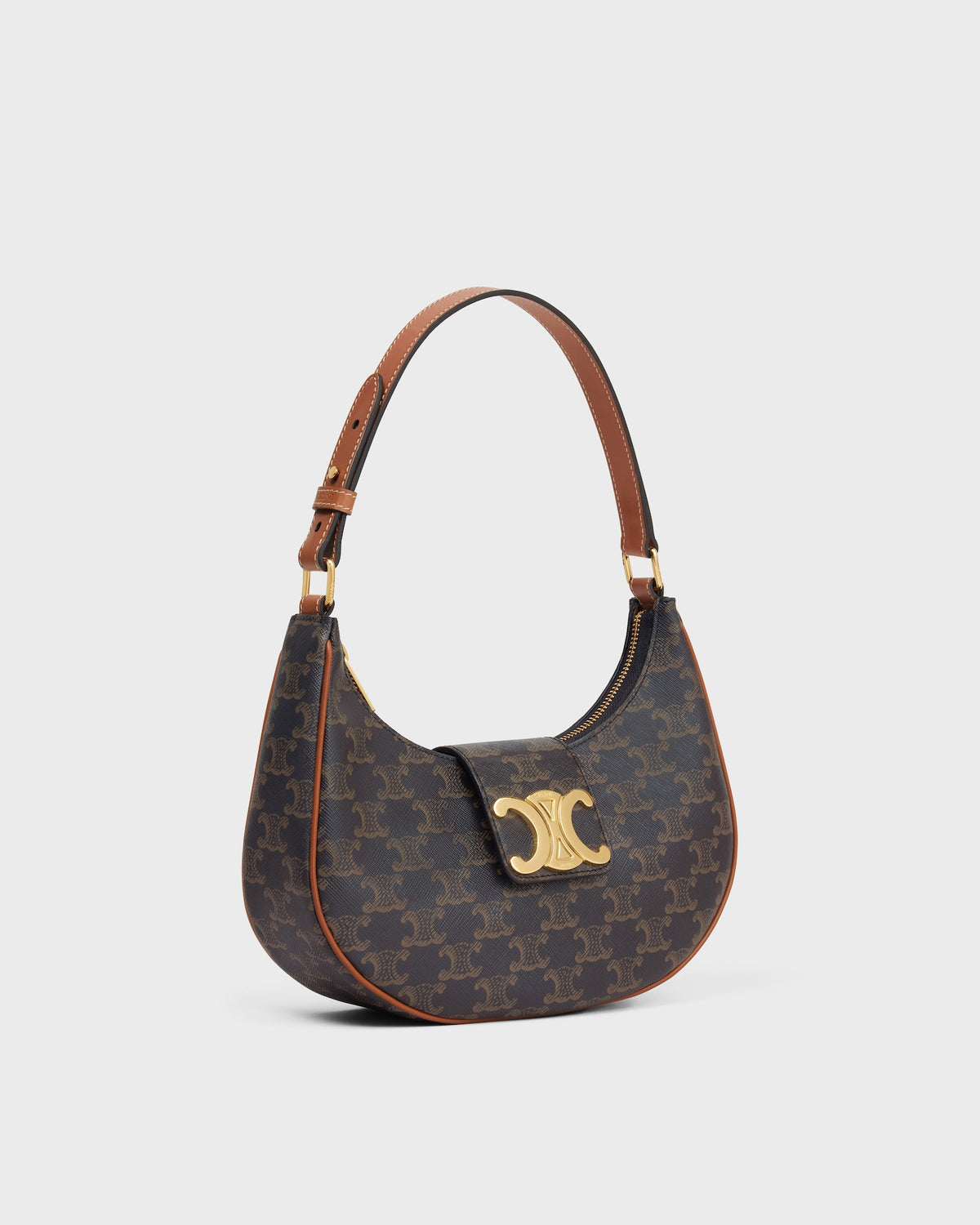 Ava Triomphe Bag in Tan, three-quarter side, full product reference view