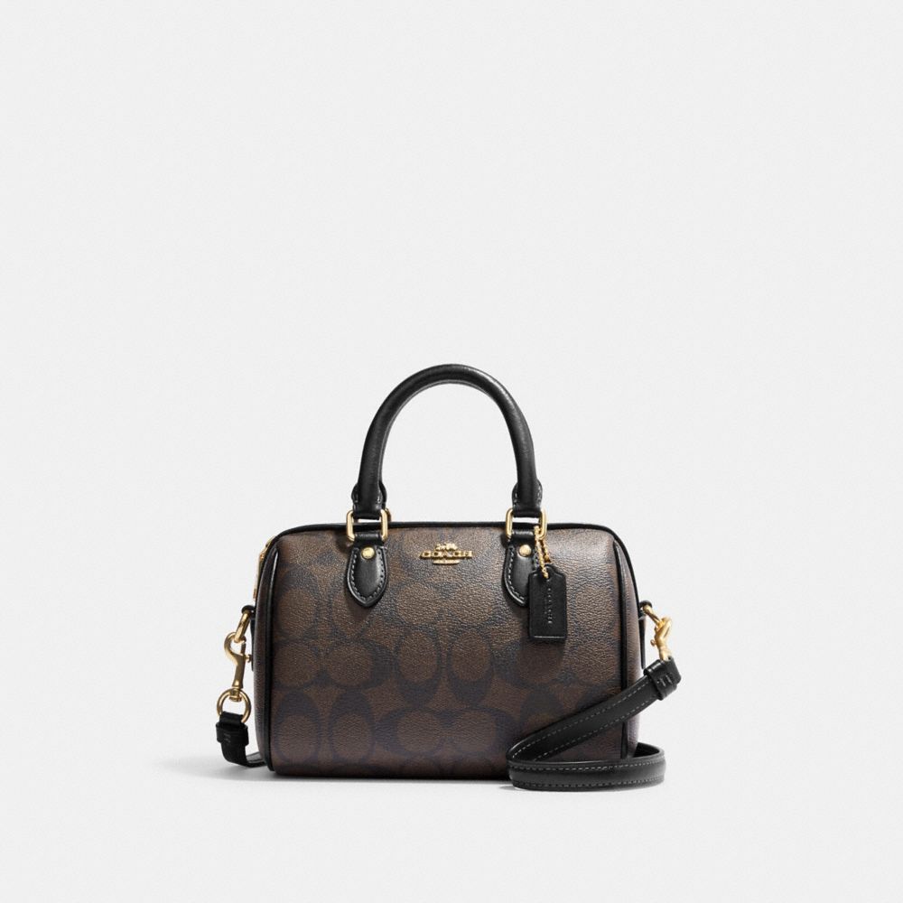 Mini Rowan Crossbody Bag in Brown/Black, front, full product reference view