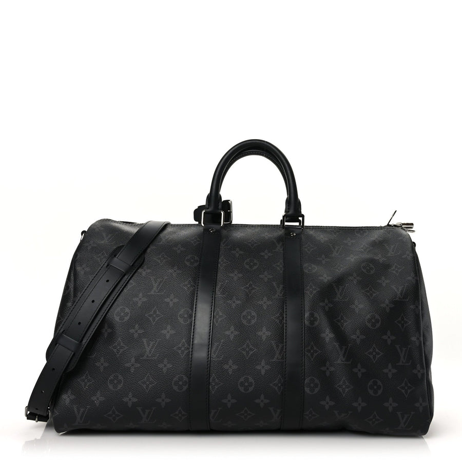 Keepall Bandoulière 45 in Monogram Eclipse, front with strap, full product reference view