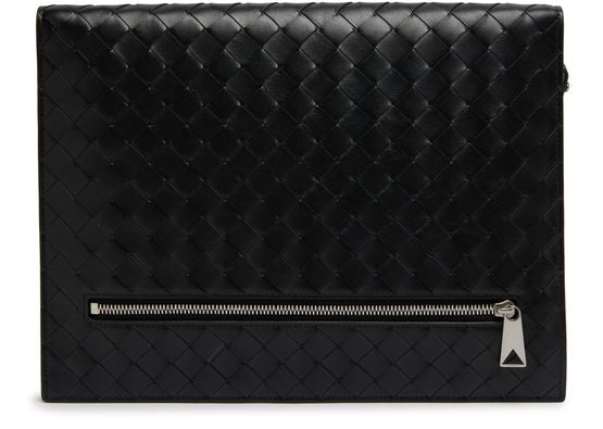 Bottega Veneta Intrecciato medium size briefcase in Black / Silver — view 3