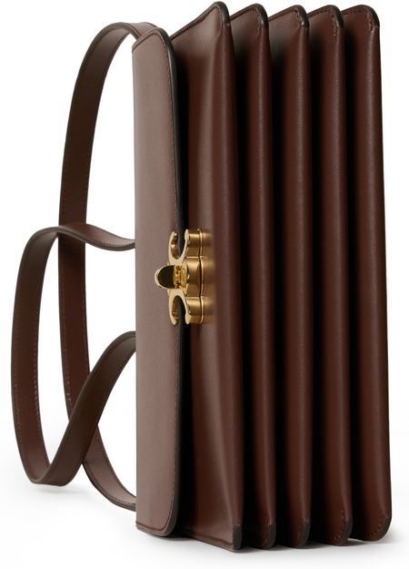 Celine 17 in shiny calfskin in Chestnut — view 4