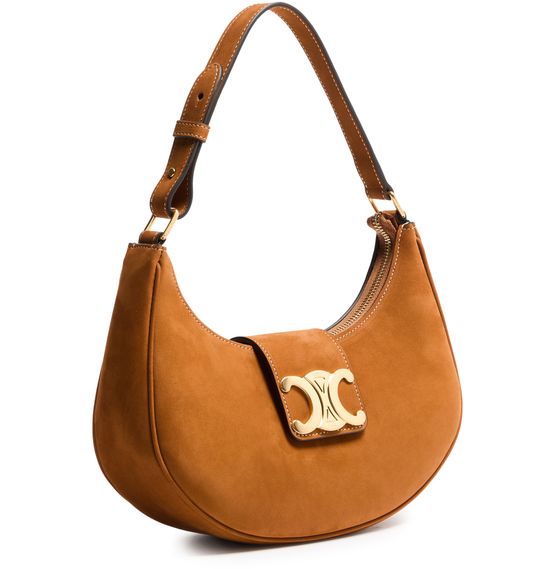 Celine Ava Triomphe bag in nubuck calfskin in camel — view 2