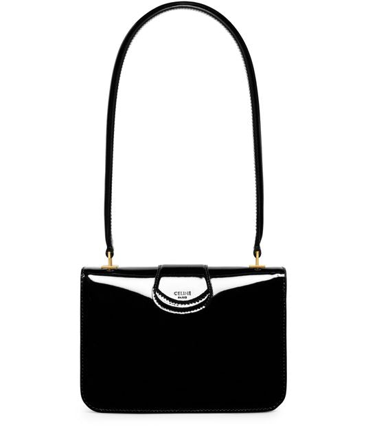 Celine Joséphine teen bag in patent calfskin in Black — view 3