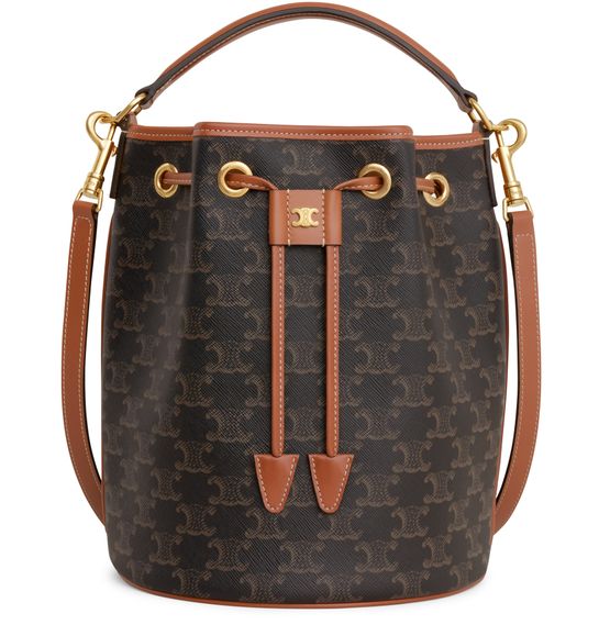 Celine Clara bag in Triomphe canvas and calfskin in Tan — view 1