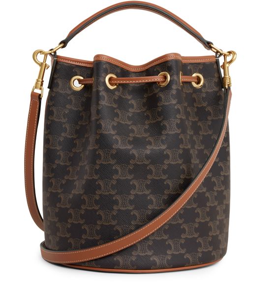 Celine Clara bag in Triomphe canvas and calfskin in Tan — view 3