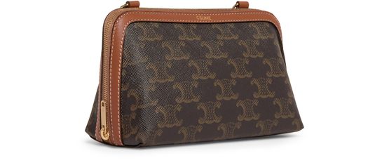 Celine Clutch with chain in Triomphe canvas and lambskin in Tan — view 2