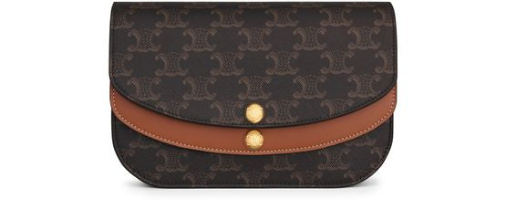 Celine Duo wallet on strap in Triomphe in Tan — view 1