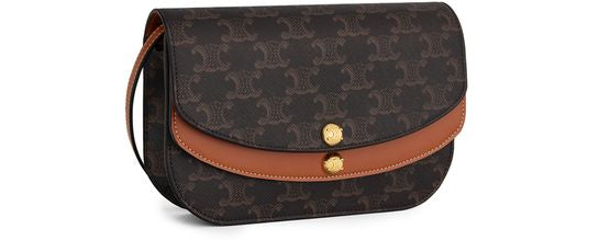Celine Duo wallet on strap in Triomphe in Tan — view 2