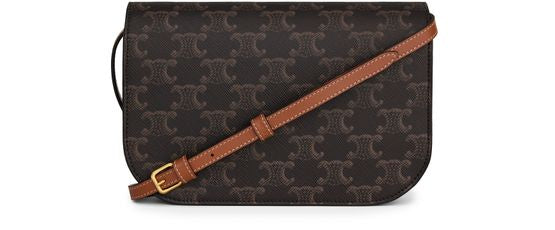Celine Duo wallet on strap in Triomphe in Tan — view 3