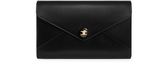 Celine Enveloppe wallet on chain in Black — view 1