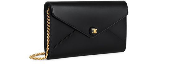 Celine Enveloppe wallet on chain in Black — view 2