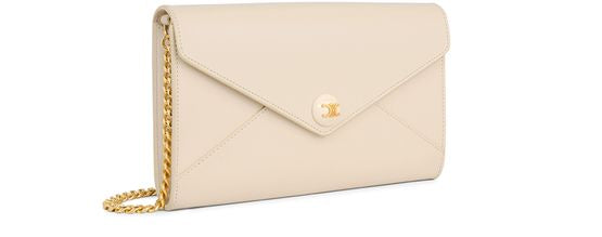 Celine Enveloppe wallet on chain in Cream — view 2