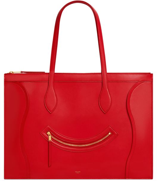 Celine Flat cabas New Lugagge in glossy calfskin in Ultra Red — view 1