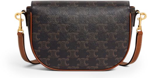 Celine Folco shoulder bag in Triomphe canvas and calfskin in Tan — view 3