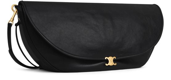 Celine Halfmoon soft triomphe bag in supple shiny lambskin in Black — view 2