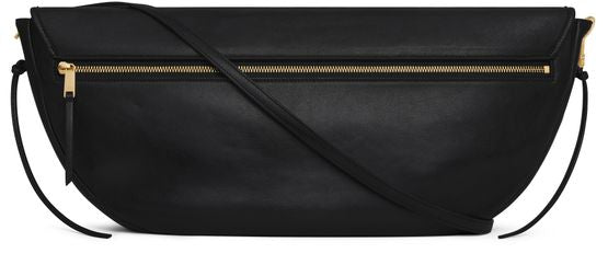 Celine Halfmoon soft triomphe bag in supple shiny lambskin in Black — view 3