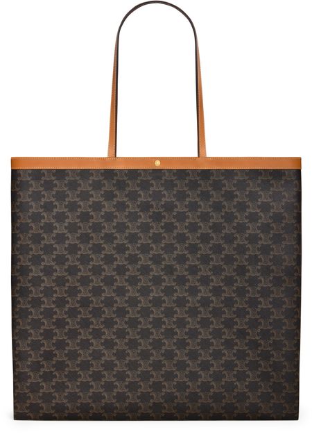 Celine Large flat shopper in triomphe canvas in Miel — view 1