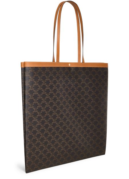 Celine Large flat shopper in triomphe canvas in Miel — view 2
