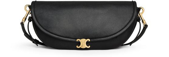 Celine Little halfmoon soft triomphe in supple shiny lambskin in Black — view 1