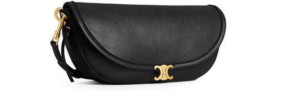 Celine Little halfmoon soft triomphe in supple shiny lambskin in Black — view 2