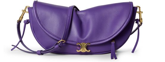 Celine Little halfmoon soft triomphe in supple shiny lambskin in Purple — view 1