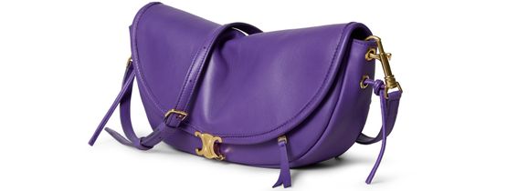Celine Little halfmoon soft triomphe in supple shiny lambskin in Purple — view 2