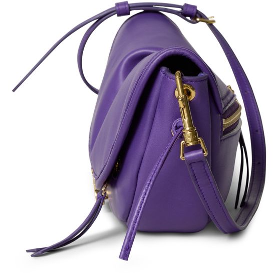 Celine Little halfmoon soft triomphe in supple shiny lambskin in Purple — view 4
