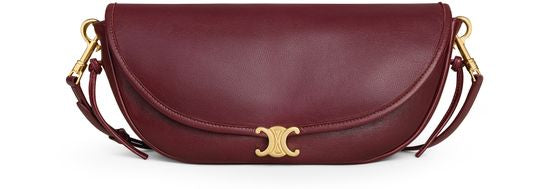 Celine Little halfmoon soft triomphe in supple shiny lambskin in Syrah — view 1