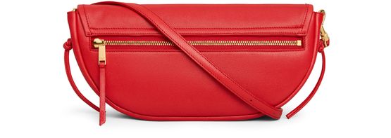 Celine Little halfmoon soft triomphe in supple shiny lambskin in Ultra Red — view 3