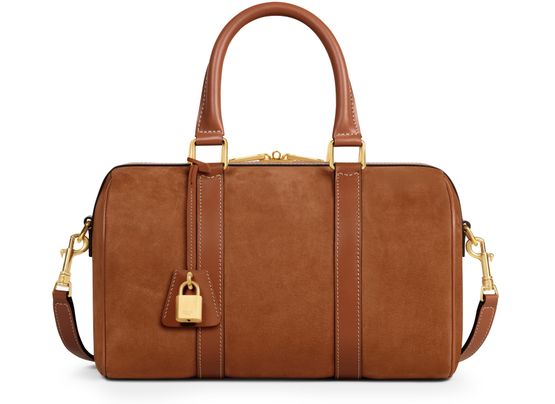 Celine Medium Boston bag in nubuck calfskin in camel — view 1