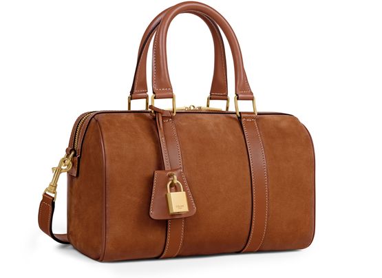 Celine Medium Boston bag in nubuck calfskin in camel — view 2