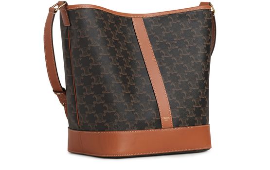 Celine Medium bucket bag in Triomphe canvas in Tan — view 2