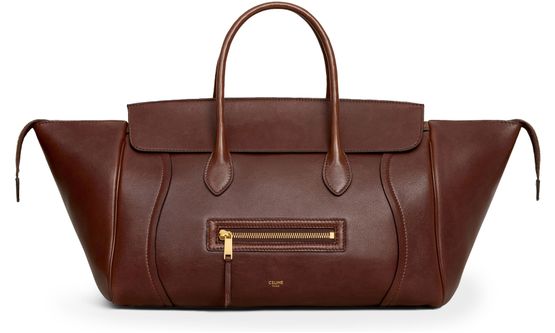 Celine Medium new luggage in supple shiny lambskin in Brick — view 1