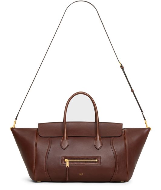 Celine Medium new luggage in supple shiny lambskin in Brick — view 4
