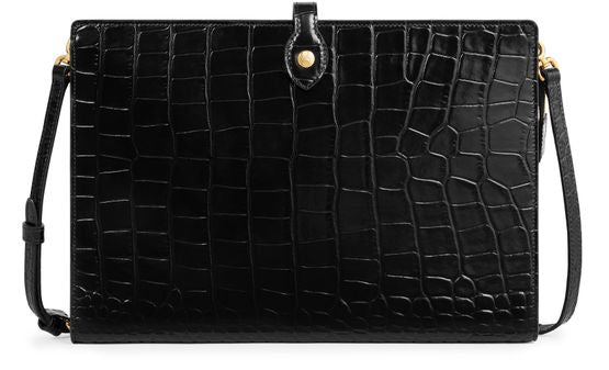 Celine Medium note book in calfskin embossed crocodile in Black — view 1