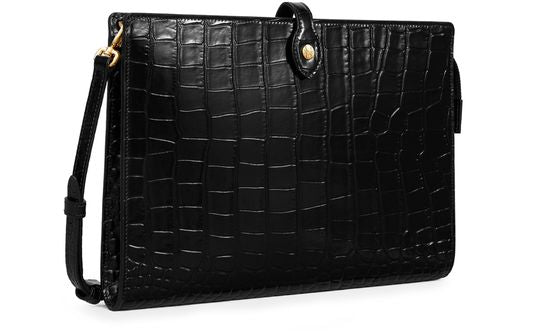 Celine Medium note book in calfskin embossed crocodile in Black — view 2