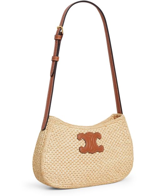 Celine Medium Tilly bag in raffia and calfskin in Natural/Tan — view 2